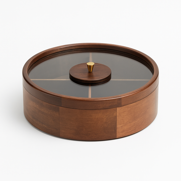 Classic Wooden Dry Fruit Box with Glass Lid
