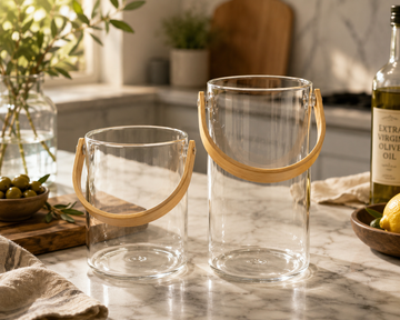Round multipurpose glass buckets available in three sizes