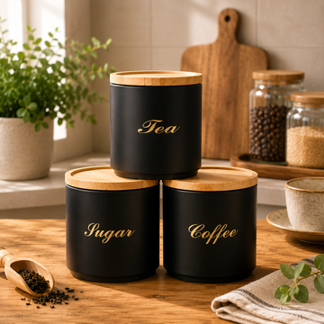 3pcs tea coffee and sugar airtight
Matrial: Metal.