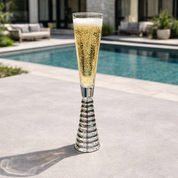 Screw Champagne Flutes Glass - Silver - Set of 6
