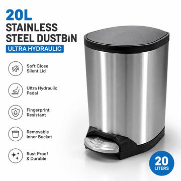 Ultra Hydraulic 20 Liters SS Dustbin with Removable Bin