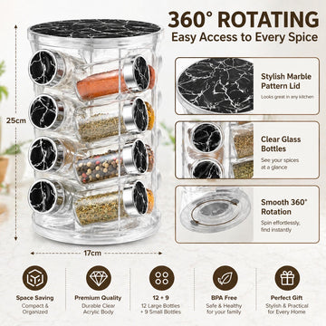 Spice Carousel 9, 12 Pieces Glass - 360 Rotating