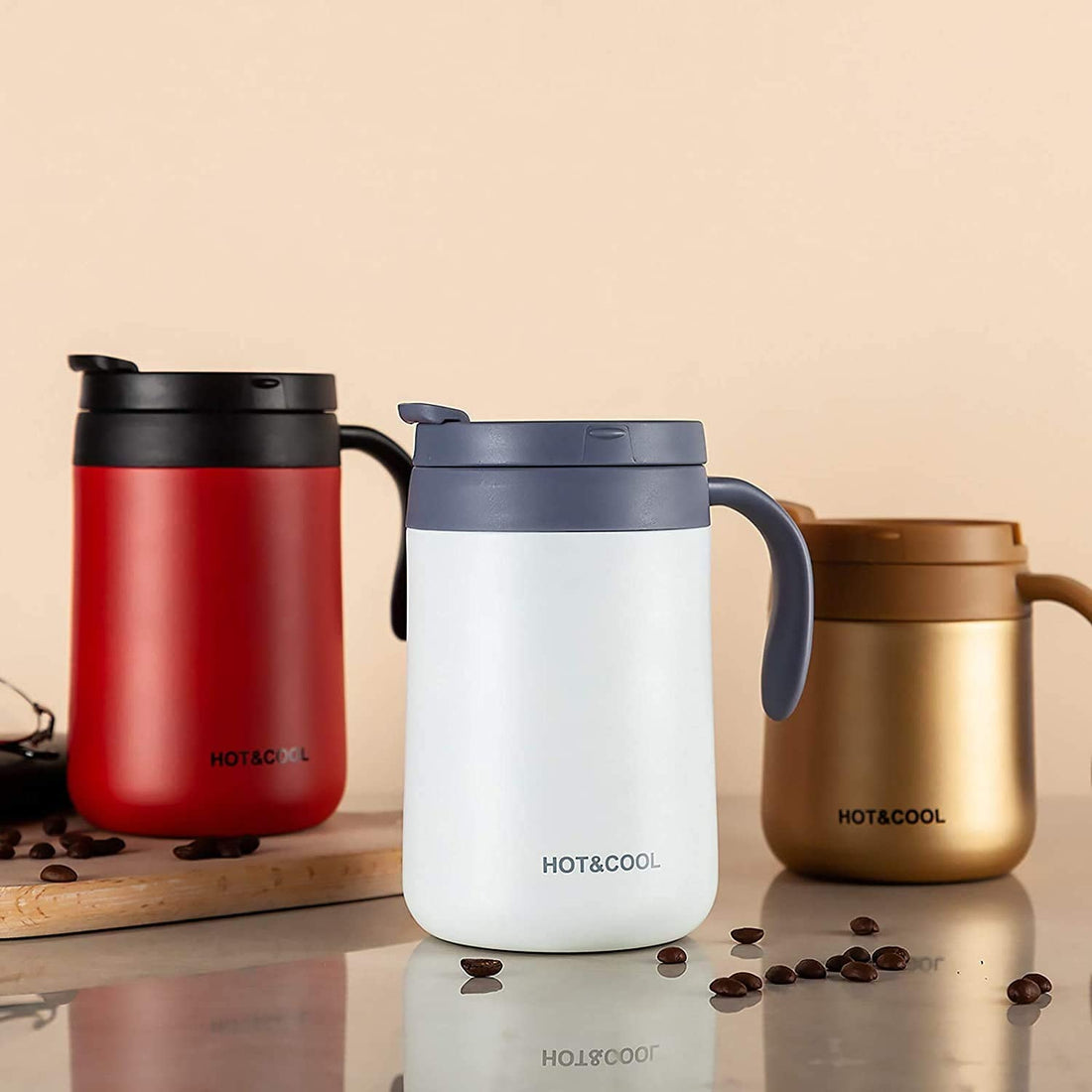 Stainless Steel Insulated Coffee Mug - 500ml - Golden
