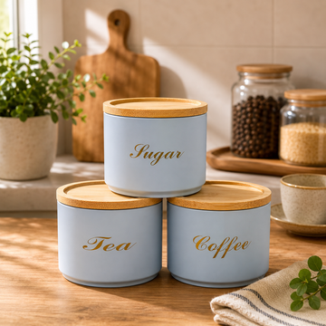 3pcs tea coffee and sugar airtight jars.
Matrial: Metal