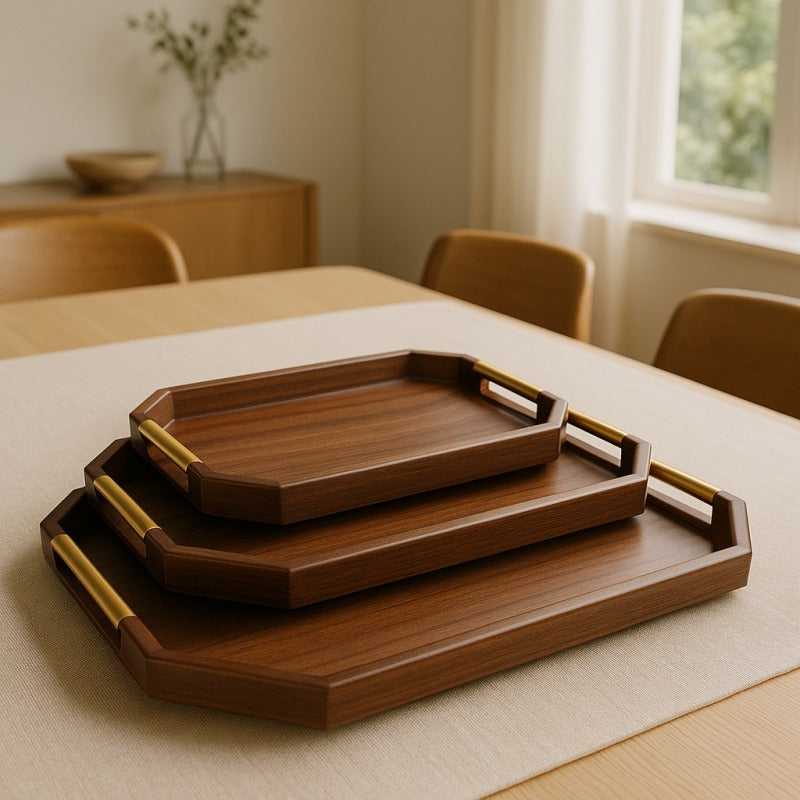 Dark Brown 3pcs Wooden Tray | Premium Quality