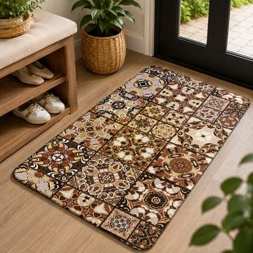 PVC Printed Floor Mat with Heavy Duty Foam Backing (Random Designs) 45-75cm