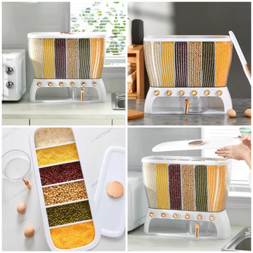 Rice & Grains Dispenser 6 in 1 10 KG Capacity (Premium Quality Stock)