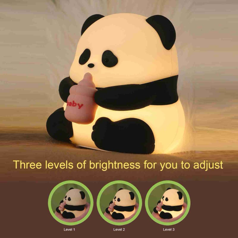 Sitting Panda Pat Light Cute Ornament High Value Bedroom Ambient Light Sensor Eye Care Silicone Night Light