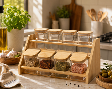 8 bottles masala jar set with rack Square jars.