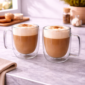 Danny Home Double Walled Glass Mug with Handle 350ml