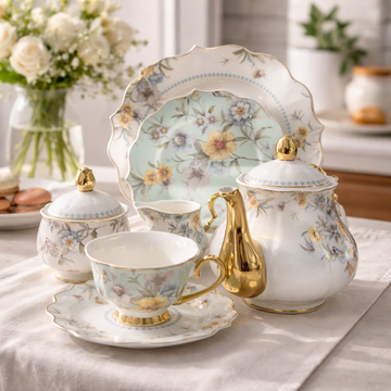 24Pcs Fine Bone China Tea Set (Floral Style)