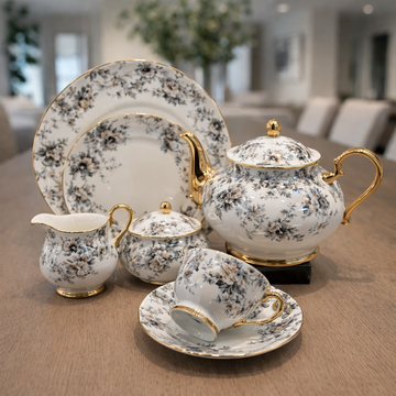Royal Albert Inspired 24Pcs - Vintage Bloom Gold Tea Set