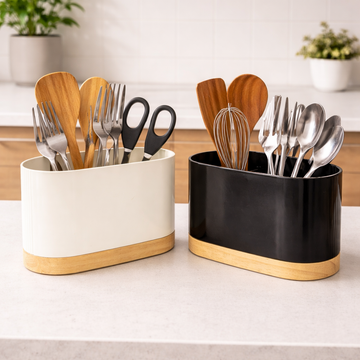 Modern Dual-Tone Kitchen Cutlery & Utensil Holder Set