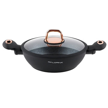 Florina Poland Non-Stick Karahi with Induction Base & Glass Lid – 28cm