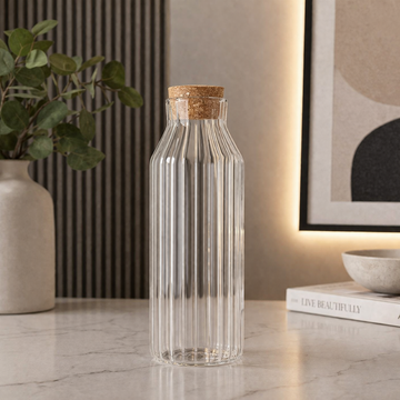 1 Liter Glass Bottle With Cork Lid - Linning