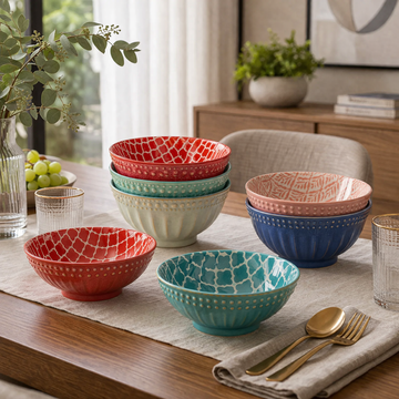 Danny Home Bohemian Design Soup Bowls 6pcs 8inch