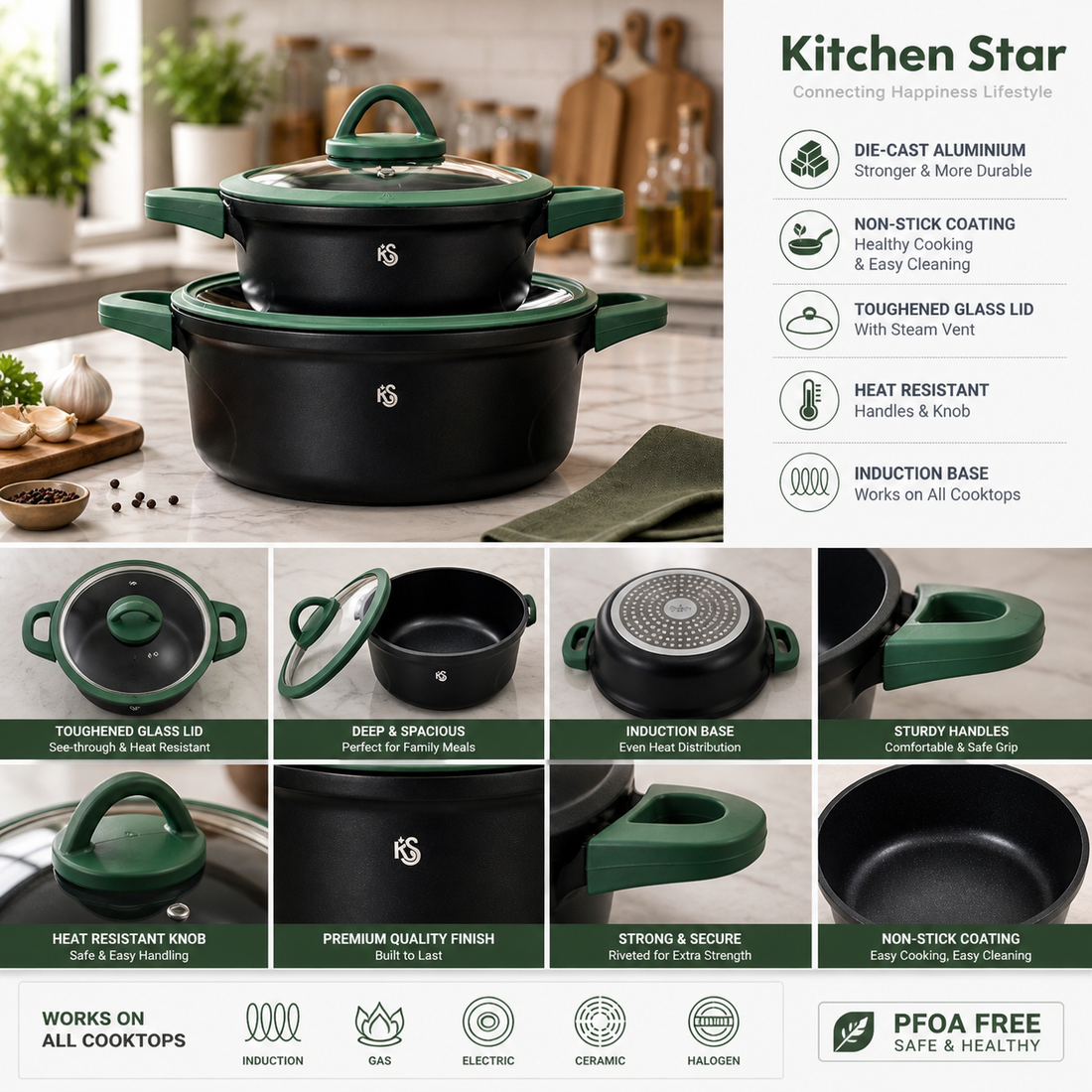 Kitchen Star Cooking Pots induction Bottom
