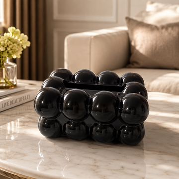 Luxury Bubble Tissue Box Holder | Modern Decorative Tissue Case | Black