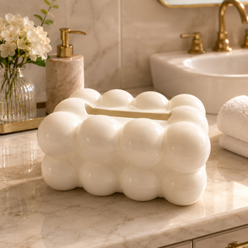Luxury Bubble Tissue Box Holder | Modern Decorative Tissue Case | White