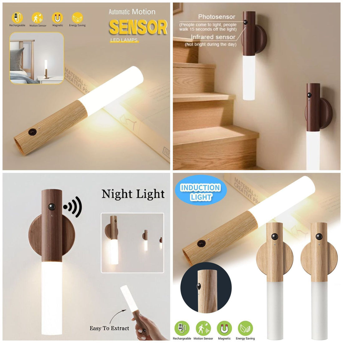Induction Led Wooden Sensor Light
