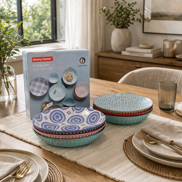 Danny Home Bohemian Design Pasta Bowls 6pcs 8inch