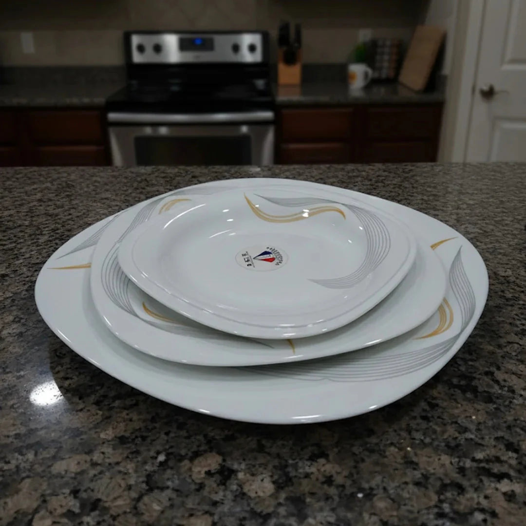 Elegant Swirl Opal Dinner Set
