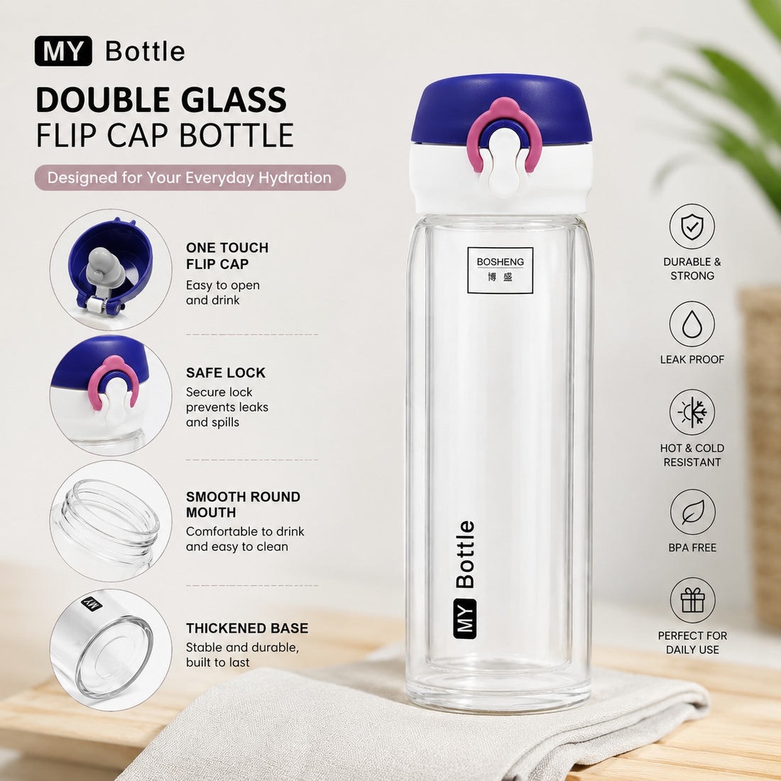 My Bottle BearHead Glass Bottle Double Glass 300ml