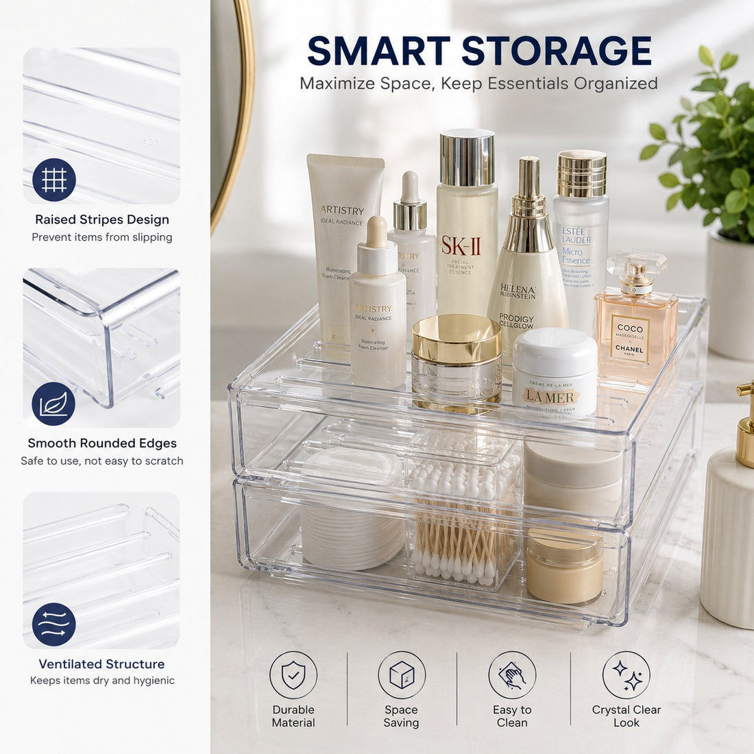 Plastic Shelf Bathroom Slide able 2 Piece Set