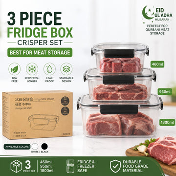 Fridge Box Crisper 3 Piece Set Best for Meat Storage