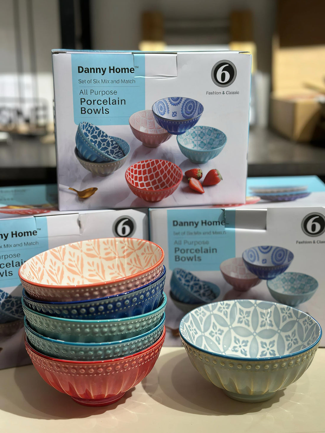 Danny Home Bohemian Design Dessert Bowls 6pcs 4.75inch
