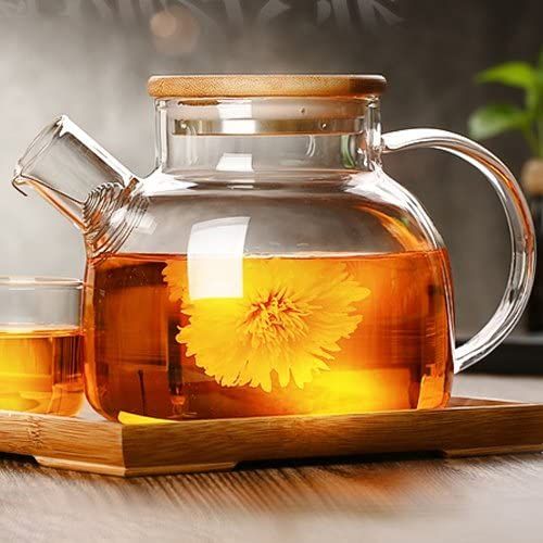 Borosilicate Glass Kettle With Wooden Lid 1000ml
