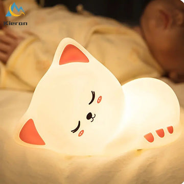 Soft Silicone Cat Seven Colors LED Night Lights USB Rechargeable