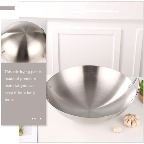 Stainless Steel Double Ear Wok 45cm