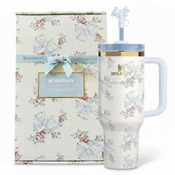 The Stanley X LoveShackFancy Holiday Quencher | 40 OZ - Rosa Beaux Blue - Gift Box
