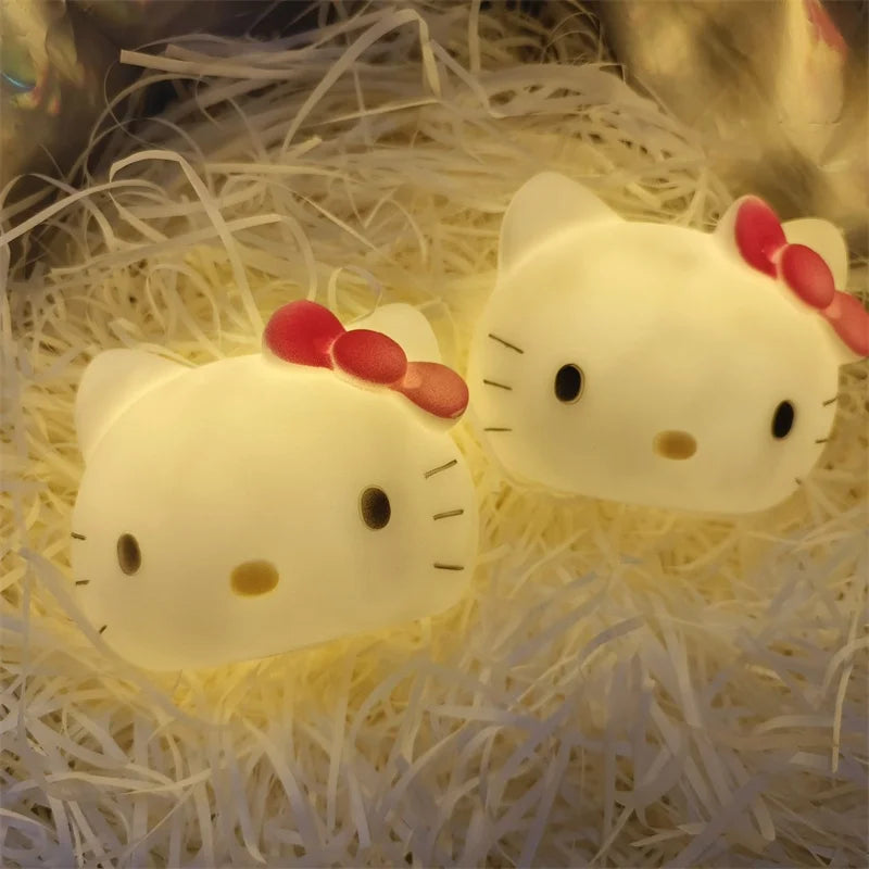 Kawaii Hello Kitty Bedside Night Light Figures Toy Childrens Home Decoration For Children