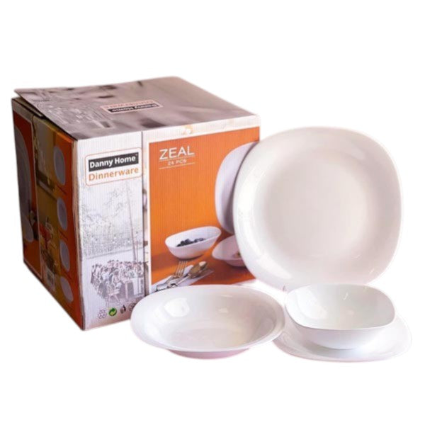 Danny Home Zeal Opal Glass Dinner Set - 24 Pcs